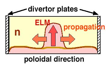 ELM Heat Propagation in 1D SOL-Divertor Plasmas! Enhanced heat and particle fluxes to divertor plates due to ELMs in H-mode are crucial issues (erosion and lifetime of the plates)! D α div (a.u.) 1 JT-60U 0 10 time (s) 10.