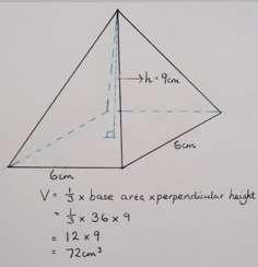 Measurement Volume of a pyramid V = 1 base