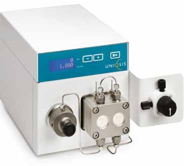 reagents are used, or to quench a reaction. The pump is plumbed in-line, either to a T piece or mixer.