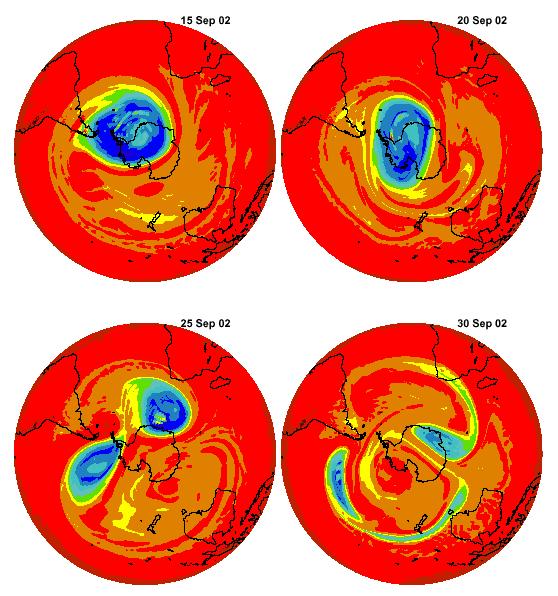 Split of ozone hole due to the major