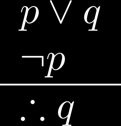 Disjunc$ve Syllogism Corresponding Tautology: ( p (p q)) q Example: Let p be I will study discrete math.