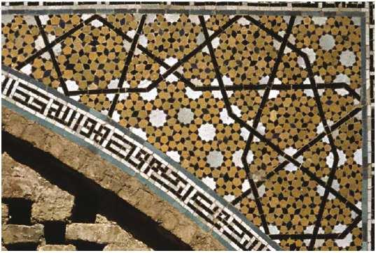 15 (a) (b) Figure 1.1. 10-fold quasi-pattern - decagonal girih pattern above an arched doorway in the Darb-i Imam shrine, Isfahan, Iran (1453 C.E.). (A) Photograph of the spandrel.