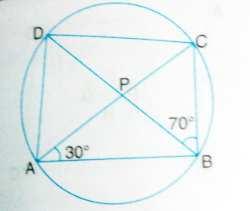 In the below figure ABCD is a cyclic quadrilateral whose diagonals intersect at P. if DBC = 7 and BAC = 3. Find BCD 25.