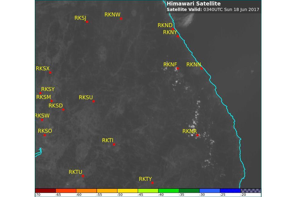 RADAR images courtesy Korea Meteorological Administration (KMA) First cumulus field develops in satellite imagery: 0340-0350UTC