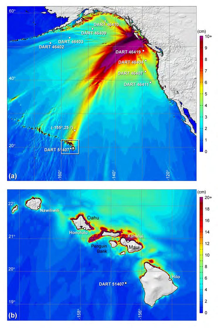 Sea Surface Peak Amplitudes for preferred model from iterauve seismic/tsunami modeling.