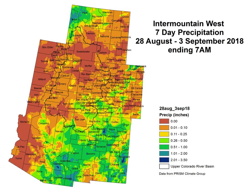 NIDIS Drought and Water Assessment NIDIS Intermountain West Drought Early Warning System September 4, 2018 Precipitation The images above use daily precipitation statistics from NWS COOP, CoCoRaHS,