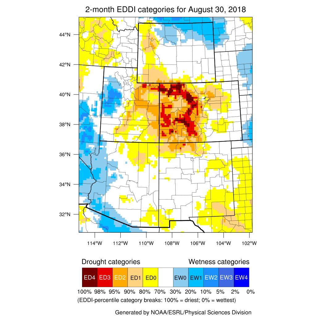 The above images are of reference evapotranspiration (ET) from CoAgMET sites across Colorado. Reference ET assumes the amount of water that will evaporate from a well-irrigated crop.