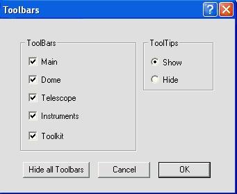 navigate to another menu. View Toolbars The Toolbars are named and sectioned as shown below.