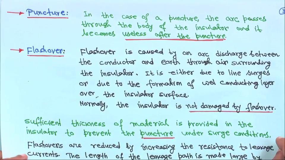 (Refer Slide Time: 06:13) So that is why that your puncture case, In the case of a puncture the arc passes through the body of the insulator and it becomes useless after the puncture right if any arc