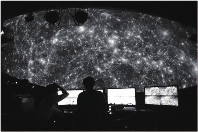 23 Fig. 3 New movie Dark Matter Halo Formation and Evolution screened at the 4D2U Dome Theater. This movie was released in April 2015 at the grand reopening of the Dome Theater. Fig. 4 A Subaru scientist at the Base Facility in Hawai i has a live show for a science museum in Japan using a teleconference system.