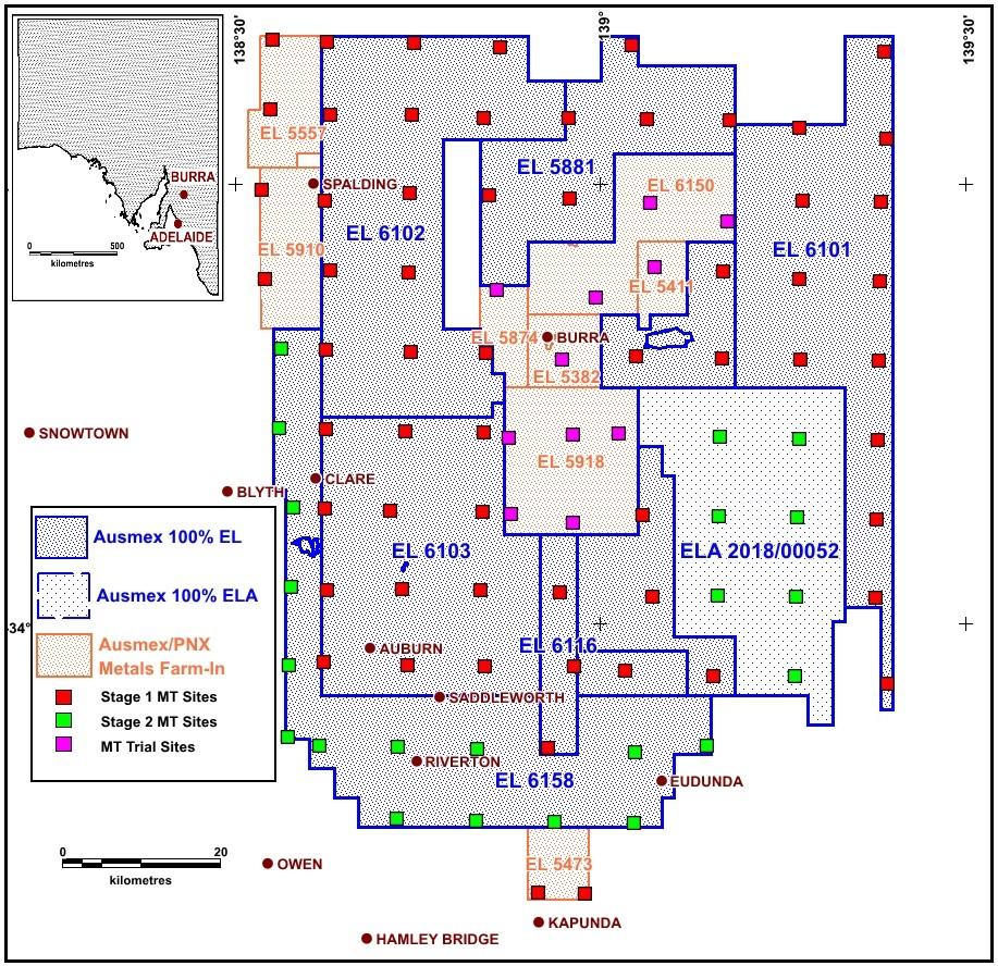 Figure 1. Ausmex s MT survey site location plan.