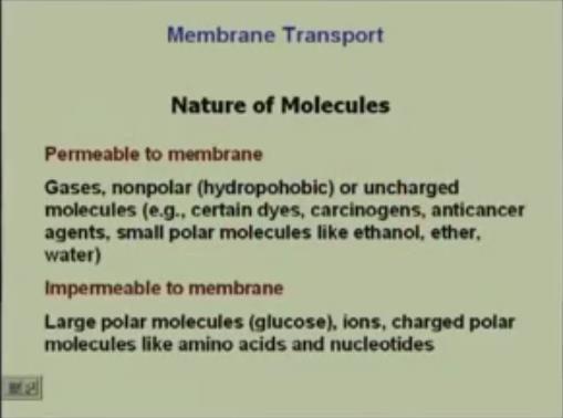 But before we were go into that we will see the nature of molecules that are going to be transported.