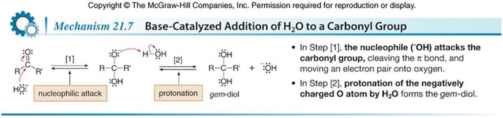 Both acid and base catalyze the addition of H 2 O to the carbonyl group.