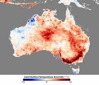 Australia, with few mountains, cannot catch the moisture from the sea and has been experiencing severe drought.
