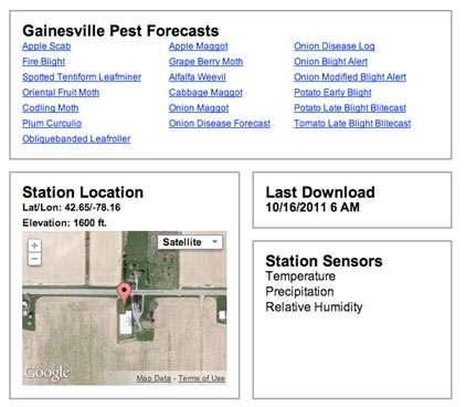 The section titled Portland Pest Forecasts provides you with quick reference links to the various pest forecasts.
