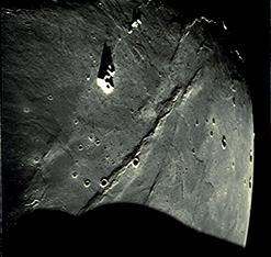 This picture taken during the Apollo 15 mission shows lava flows in