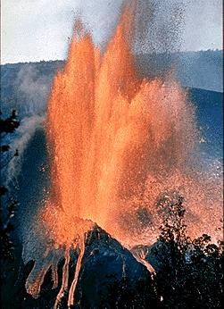 Fire fountaining takes place when the magma contains a high concentration of gases