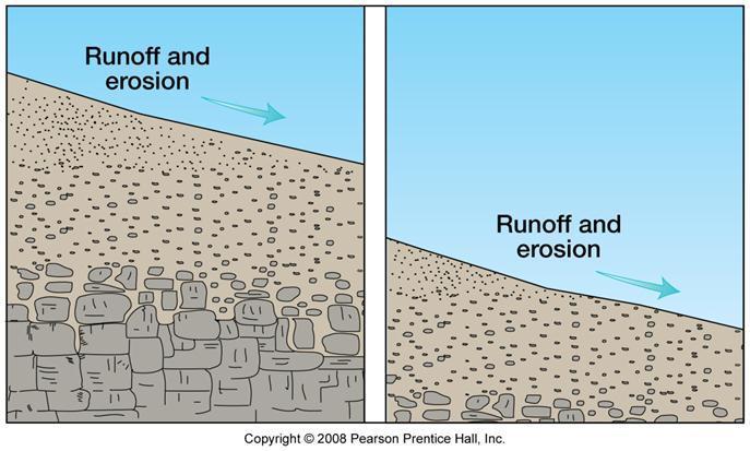 Soil-Forming Factors The Topographic Factor Slope angle and erosion rates Steeper slopes experience