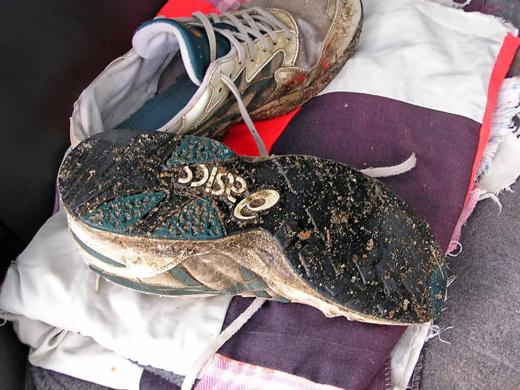 During a routine traffic stop, a Burlington police officer noticed a pair of sand-covered sneakers in the back