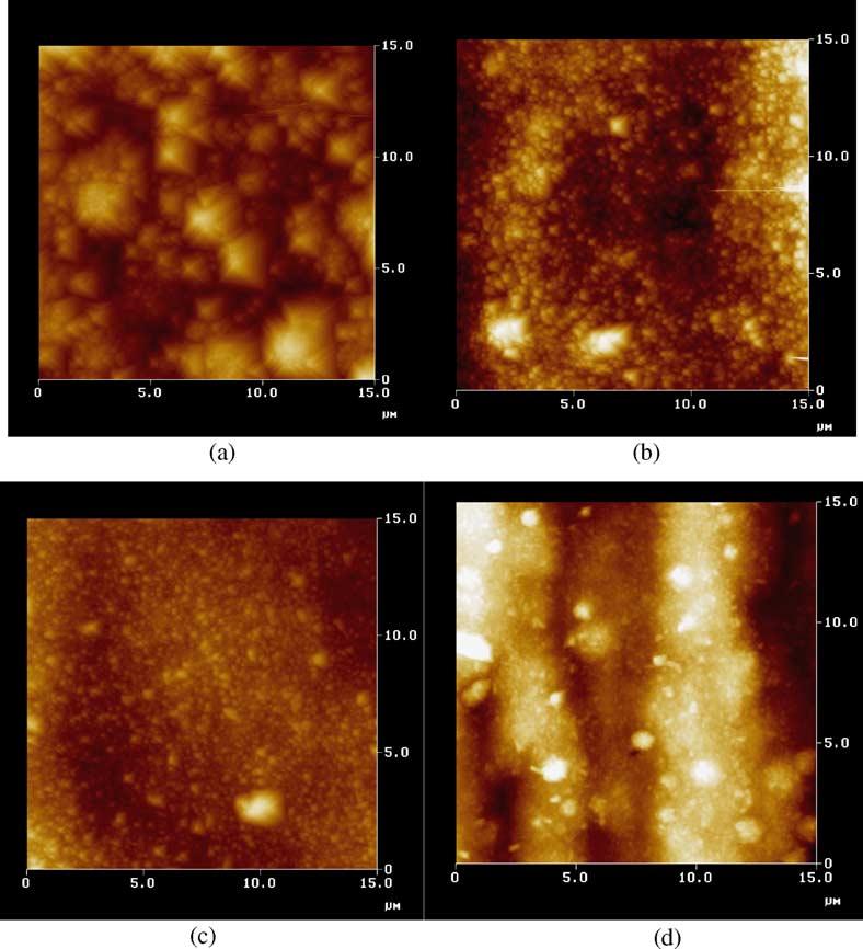 J. Li et l. / Eletrohimi At 9 () 1789 179 1791 Fig.. AFM imges of opper deposits from different, -dipyridyl onentrtion th: () ppm; ppm; () 1 ppm; (d) ppm.