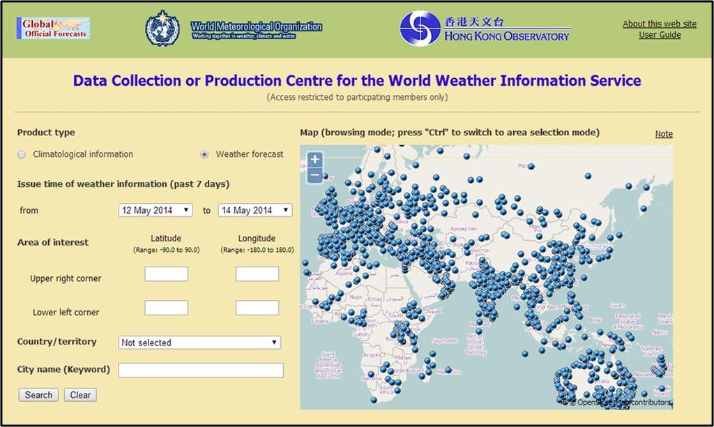 Centres (GISCs) of the WIS for users to search for weather information via the GISC s DAR services.