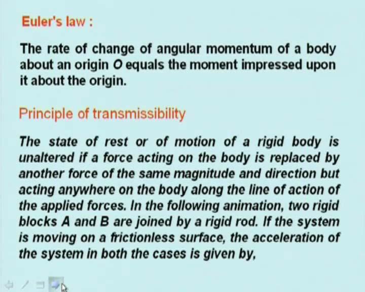 (Refer Slide Time: 23:59 min) We have Newton s law which relates the force and acceleration or maybe change of linear momentum.