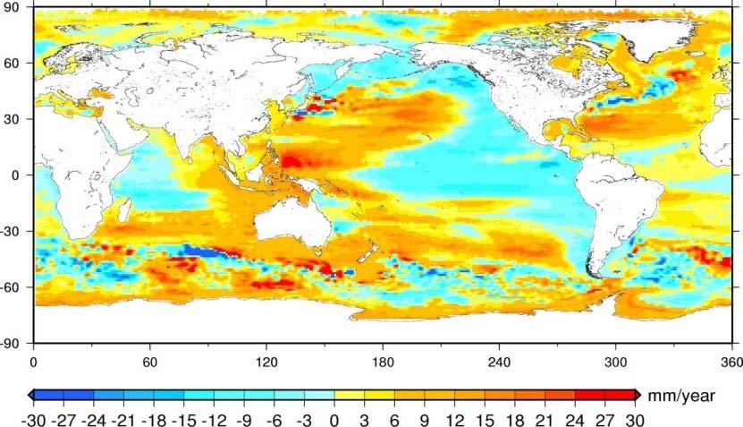 by satellite altimetry Temperature Model trends