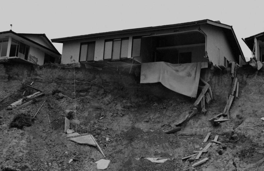 Failure of Geostructures This house was built near the top of a slope and had a beautiful view of the Pacific Ocean.