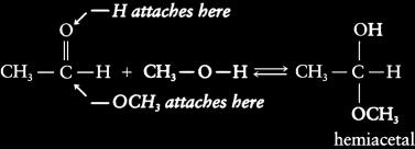 same carbon Chemical Reactions Formation of Hemiacetals and Acetals