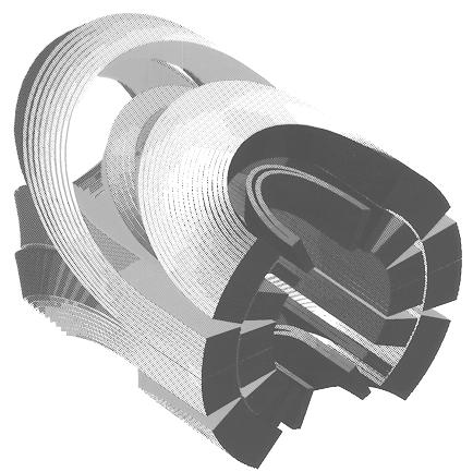 28 Chapter 2 Figure 2.4. 3D view of the turns at the non-connection end of a six-block LHC-type dipole magnet [Russenschuck, 93].