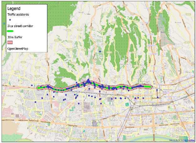 The Ilica street sample holds 211 records of traffic accident locations Fig.