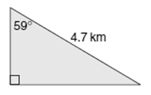 7 km long. The angle between the longest side and one other side is 59. How long are the two shorter sides? 9.