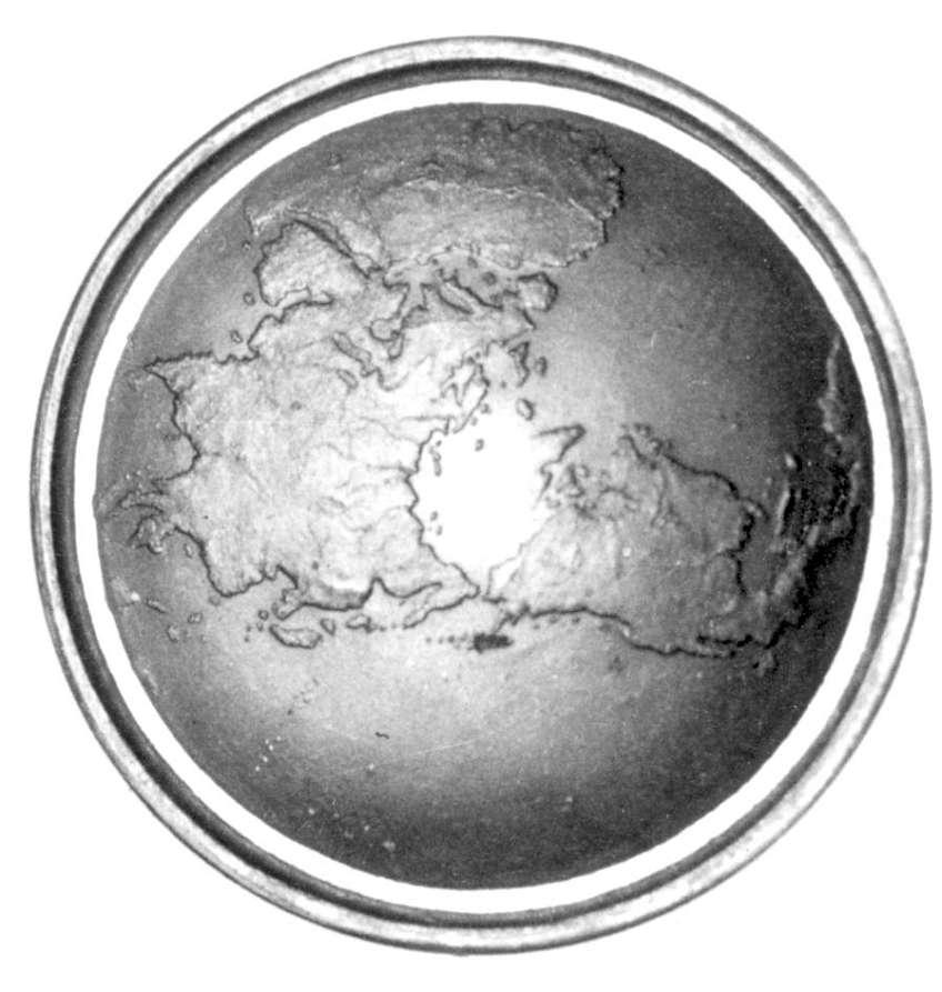 32 Description Obverse: A convex map of the northern hemisphere from a aerial view of the Arctic. Reverse: An oak wreath, at the top of which is a small, six-pointed star.