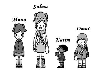 1 Arrange the children according to their height: The