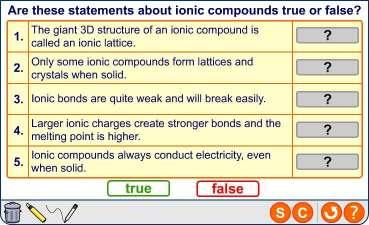 Ionic compounds true or false?
