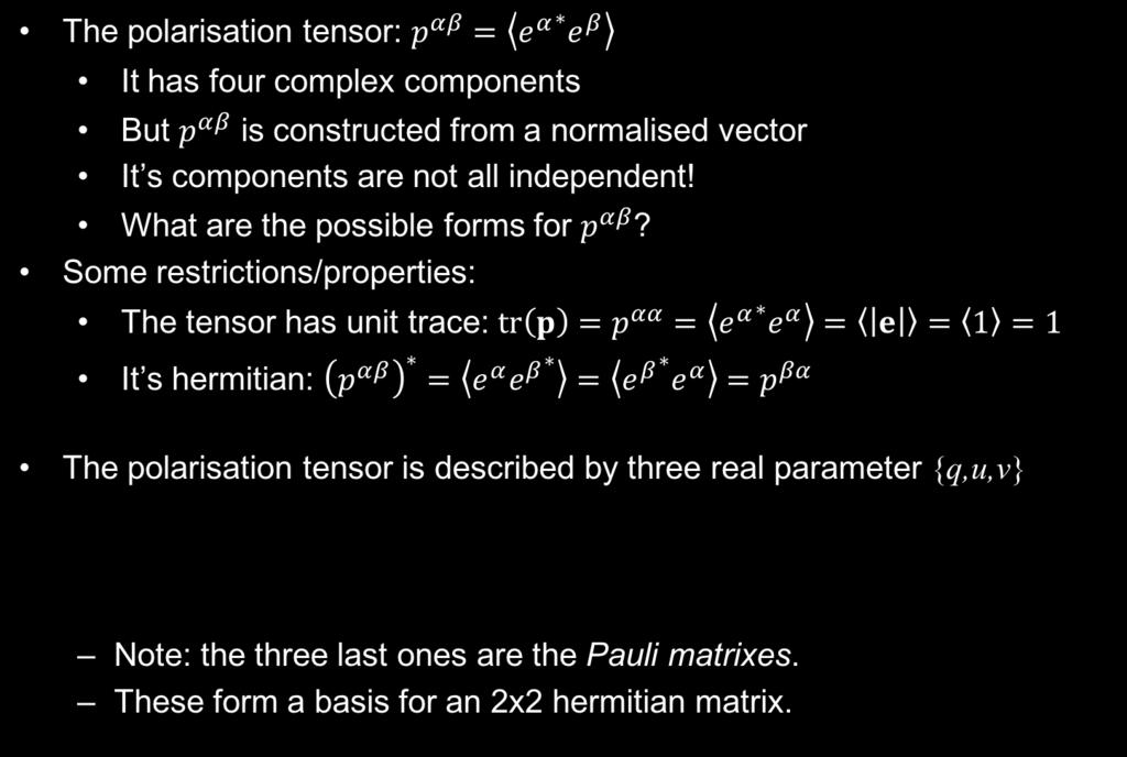 Representations for the polarization tensor 2/16/17
