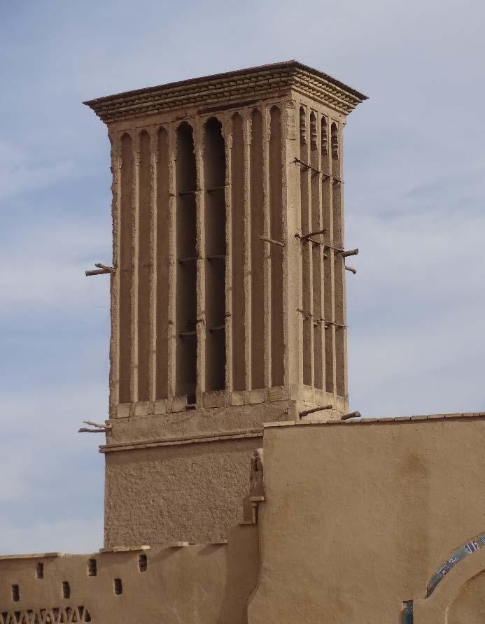 These towers usually are divided into several vertical shafts and have openings in different directions, and they ventilate buildings with the help of pressure differences created by both wind and