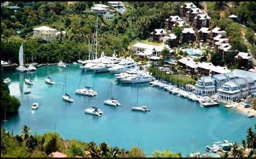 Marigot Bay is privately owned and operated by Discovery at Marigot Bay. This marina is a very safe haven for yachts escaping from turbulent seas during storms in the Caribbean region.