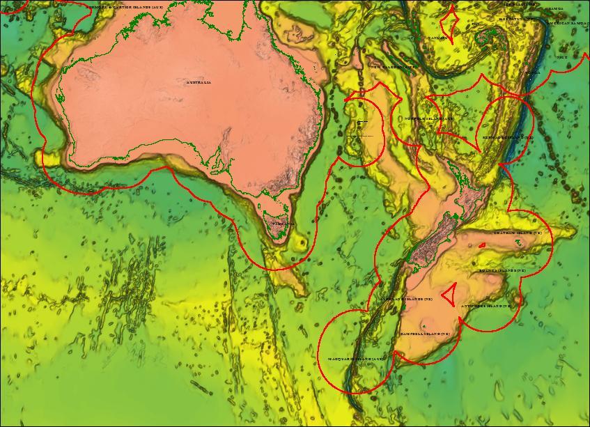 Oceania UNCLOS A76 Summary (Southwestern Quadrant) France (New Caledonia) (2 Areas) Total ~ 187,440km2 Australia & France (New