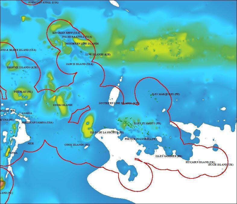 Futuna) ~ 18,152 km2 France (Wallis & Futuna) & New Zealand (Tokelau) ~ 18,152 km2 France