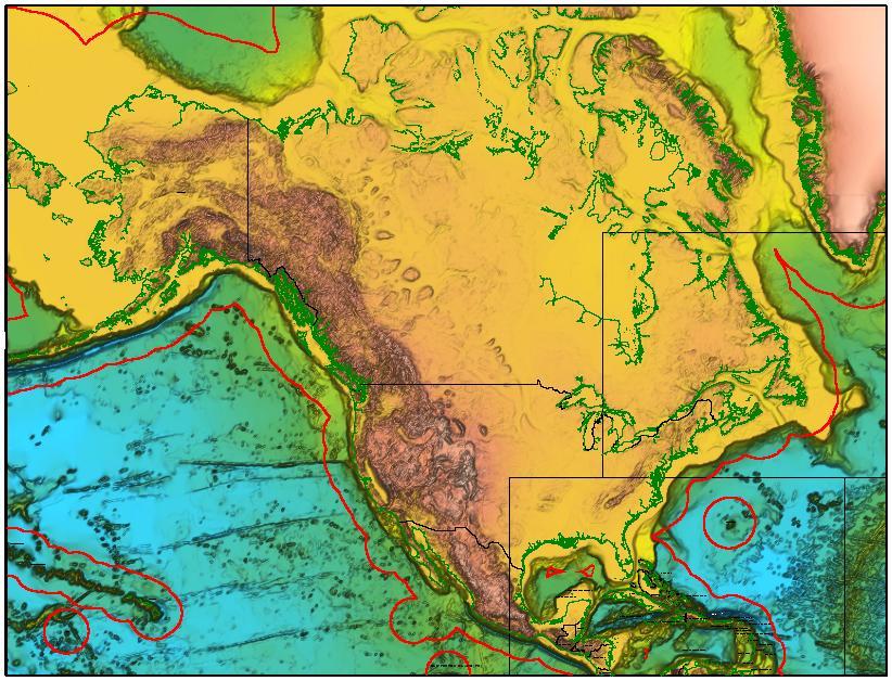 North American (Plus Caribbean) UNCLOS A76 Summary (23 Coastal States 1 Overseas Holder Territory) Limits & Boundaries; 122 Maritime Boundaries 44 Agreed / Treatied 78 Un-resolved / In-dispute 63.