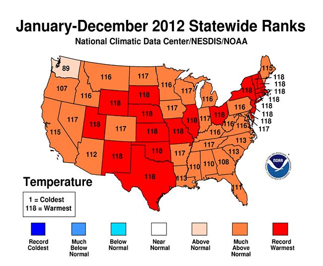 2012: Warmest Year on Record for U.S.