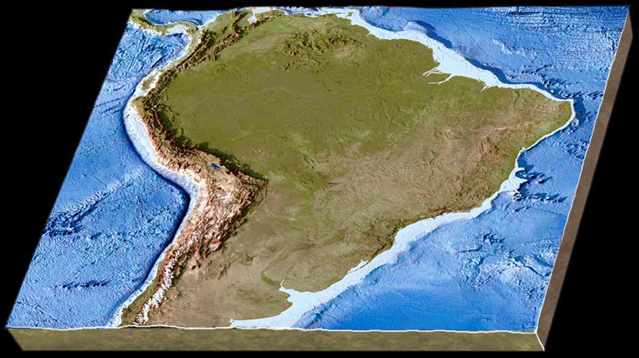 Observe features near South America Oceanic trench