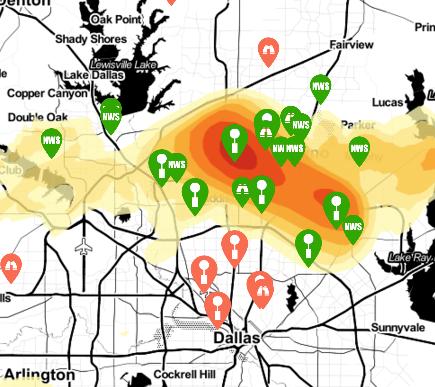 Real-time storm tracking Understory view Real-time alerts At Mar 23 09:53 PM CST, NW Carrollton detected 1.0 hail At Mar 23 10:03 PM CST, West Plano detected 2.