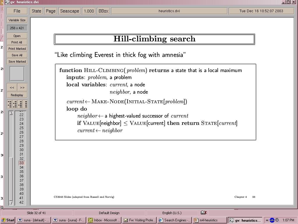 Hill-climbing Search "Like climbing Everest in