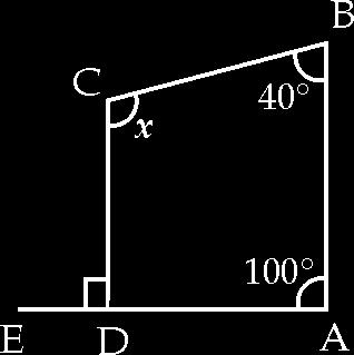 (D) Number of side of a polygon 60 Measureof an exteriorangle 60 0. Now, in quadrilateral ABCD, ABC + BCD + CDA + DA 60 (Angle sum property) 0 + x + 90 + 00 60 x 60 0 x 0.