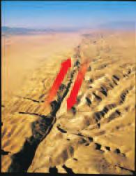 Figure 5 Shear forces push on rock in opposite but not directly opposite horizontal directions. When they are strong enough, these forces split rock and create strike-slip faults.
