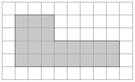 3. Here is a rectangle. Work out the area of this rectangle. 4. The shaded shape is drawn on a grid of centimetre squares.