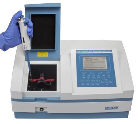0 µl sample volume for DNA, RNA, PCR, protein One step one movement drop close turn and measure Wavelength range from 190-1100 nm Tungsten lamp & Deuterium lamp can be turned on/off individually Data