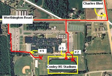DH Conley High School Venue Address: 2006 Worthington Rd, Greenville, NC 27858 There are two entrances to DH Conley High School Stadium. 1.